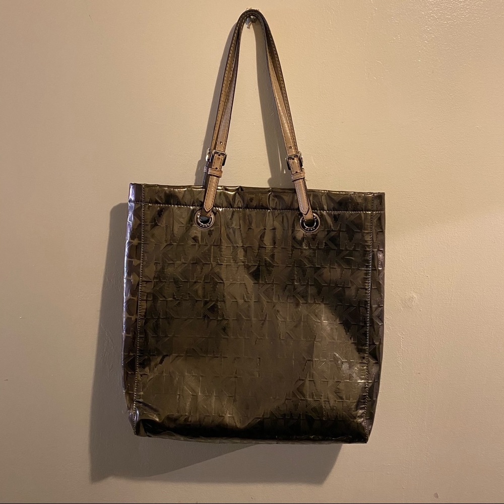 Michael Kors Metallic Monogram Shoulder Bag - Picture 1 of 4